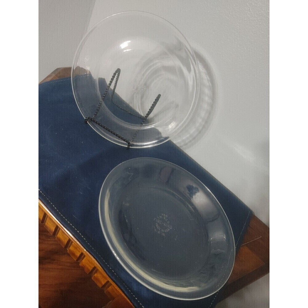 Vintage MCM Anchor Hocking Fire King Clear Glass Pie Plate Dish #459- Qty: 2 - Picture 5 of 7